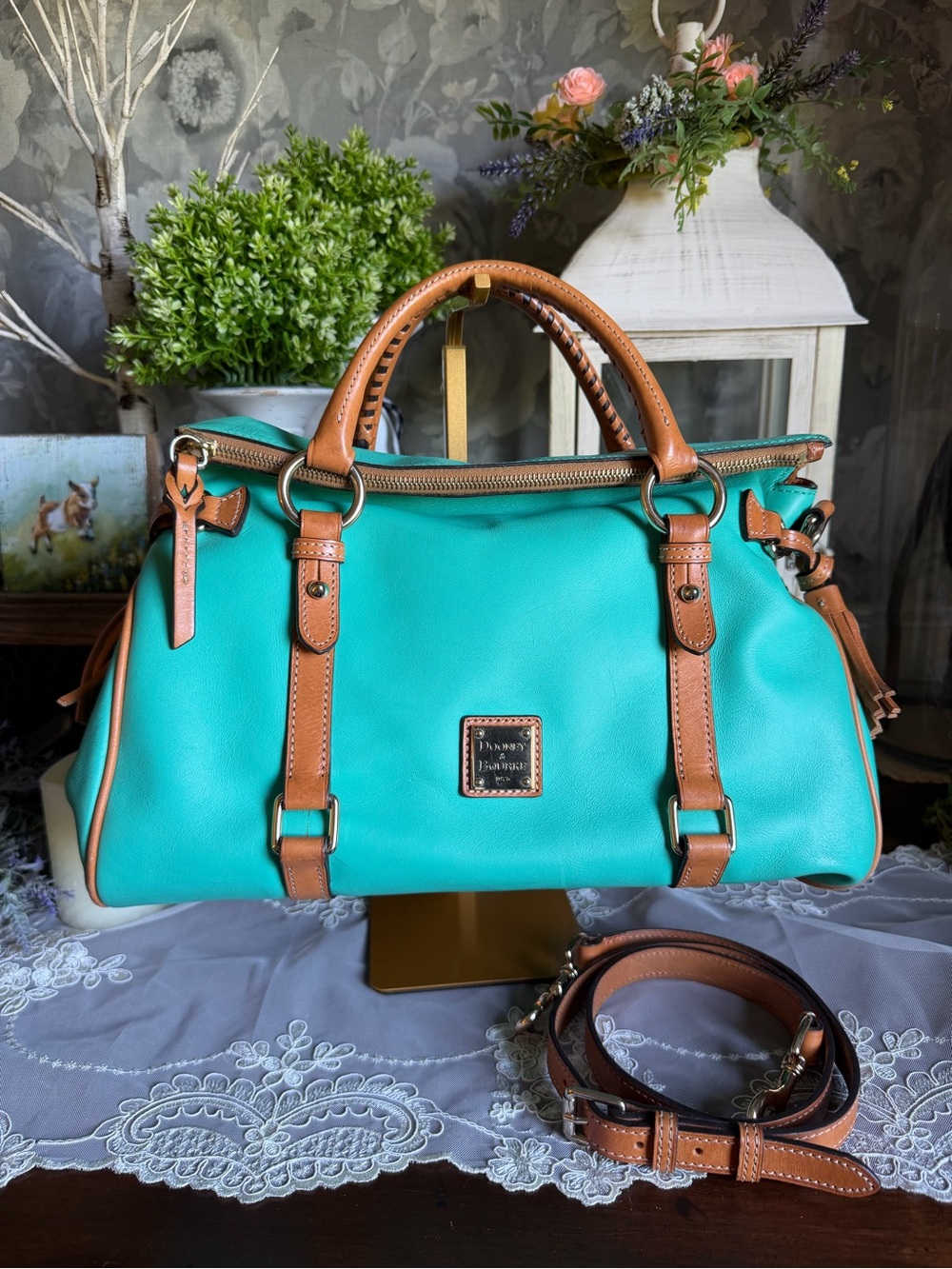 Dooney & Bourke Florentine SPEARMINT LARGE Satchel Handbag Purse RARE